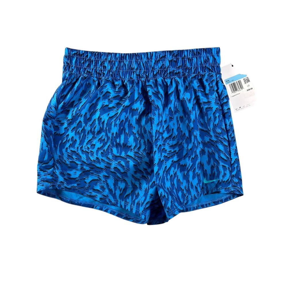 Nike Kids Dri-FIT Training Shorts Blue Abstract Print‎ Elastic Waist Size M